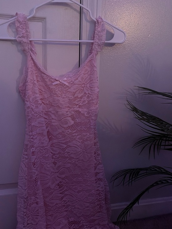 Other Dresses & Skirts - Pink Lace Mini Dress with Ruffle Straps